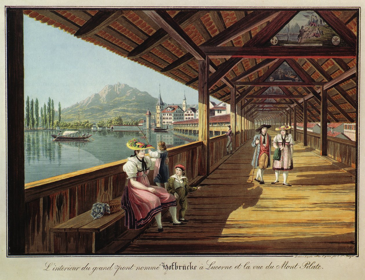 The Interior of the Major Bridge Called Hofbrücke at Lucerne and View of Mount Pilatus by Johann Jakob Meyer
