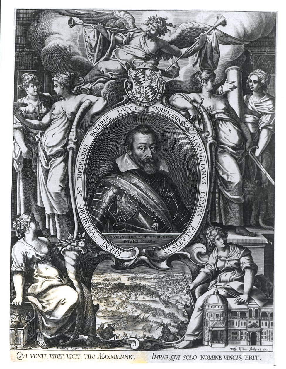 Portrait of Maximilian I of Bavaria, engraved by Wolfgang Kilian by Johann Matthias Kager