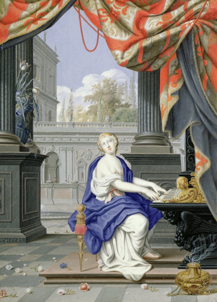 St Cecilia seated playing an Organ by Johann Ziegler