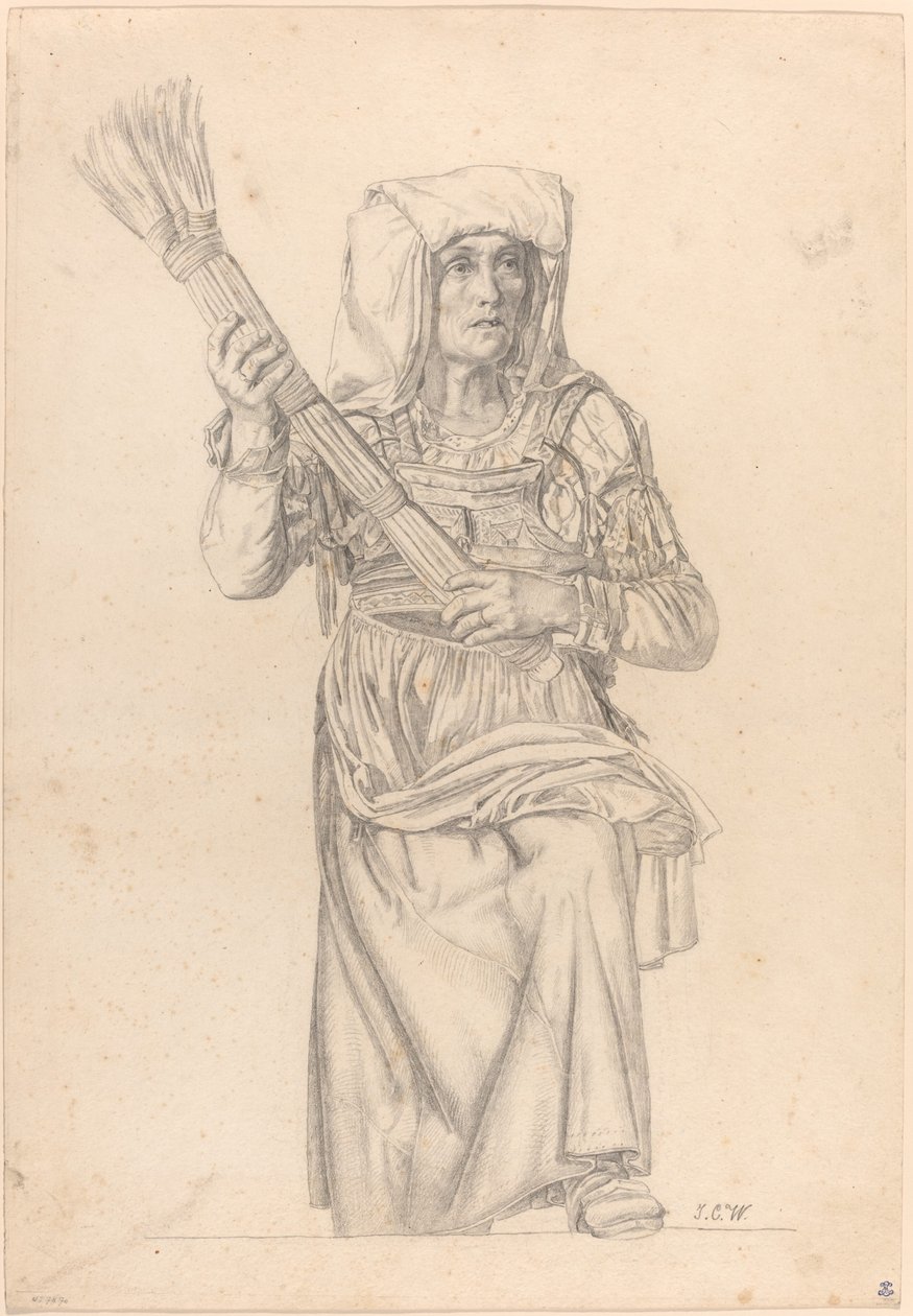 Italian Peasant Woman with a Broom by Johann Caspar Weidenmann
