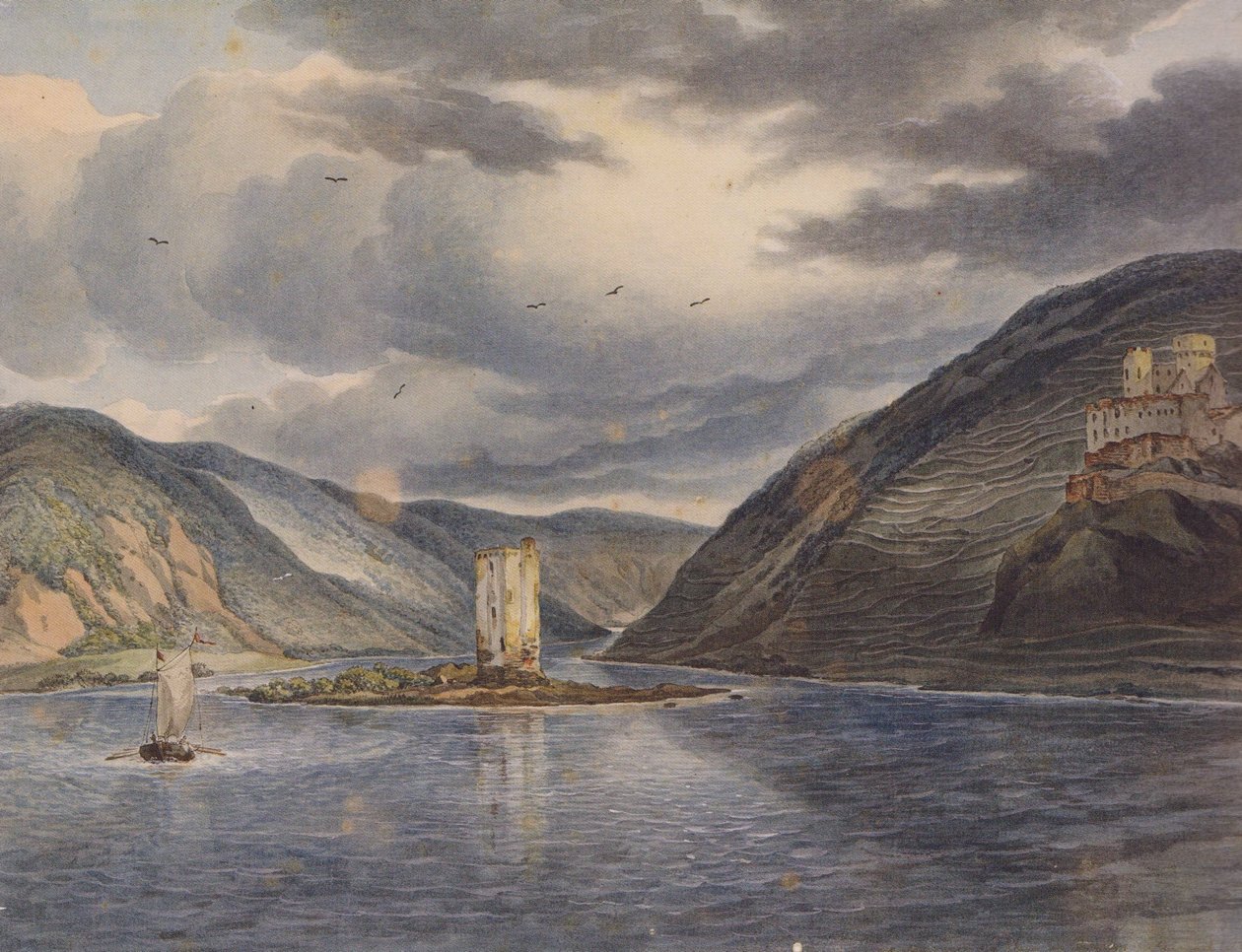 Mäuseturm Ehrenfels 1787 by Johann Christian Reinhart
