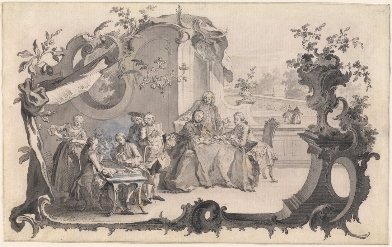 An Elegant Company Playing Board Games by Johann Esaias Nilson