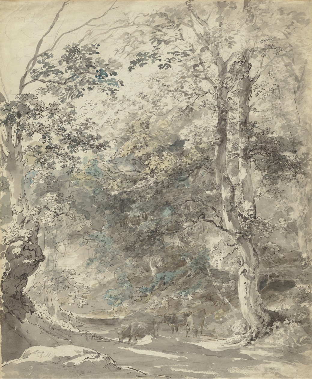 Wooded Landscape with Cows by Johann Georg von Dillis