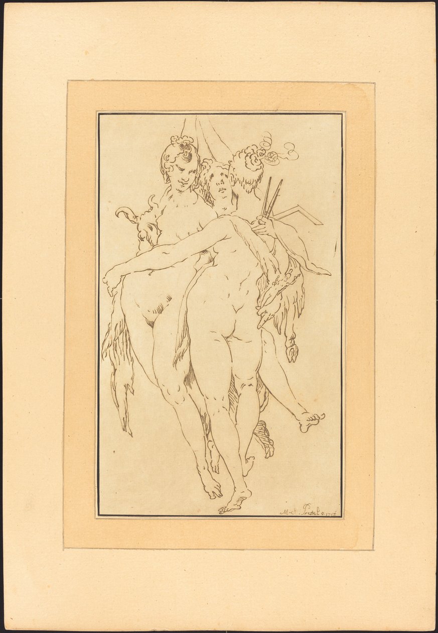 Sculpture, Painting, Architecture by Johann Gottlieb Prestel after Bartholomaeus Spranger
