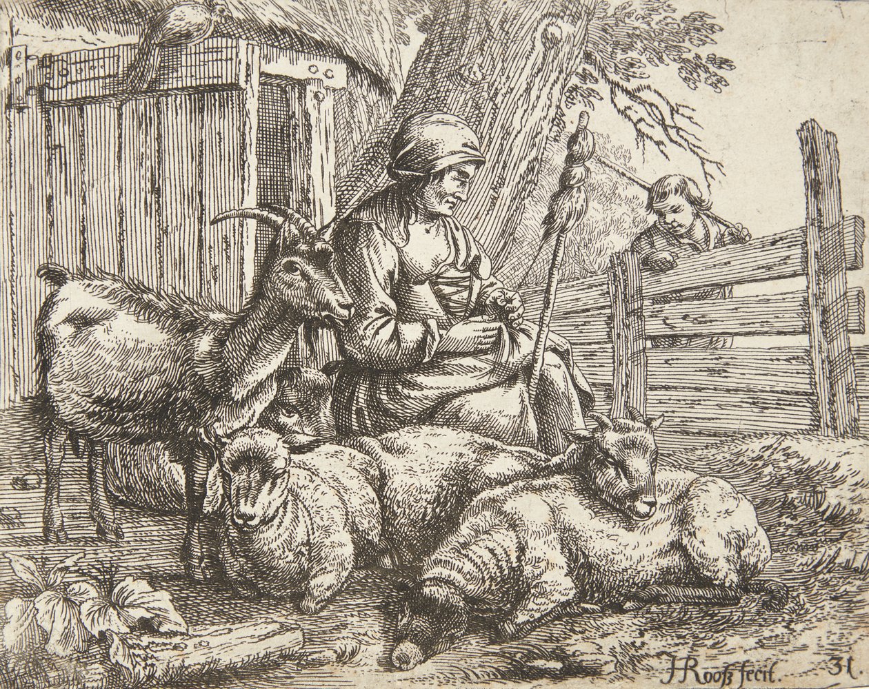 A Spinner by Johann Heinrich Roos