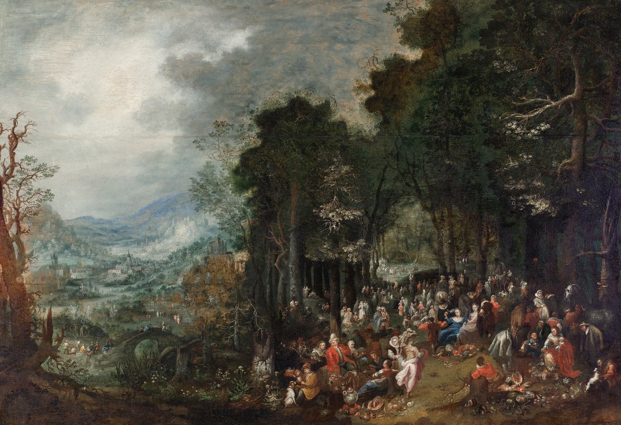 Landscape with Festive Gathering by Johann Jakob Hartmann