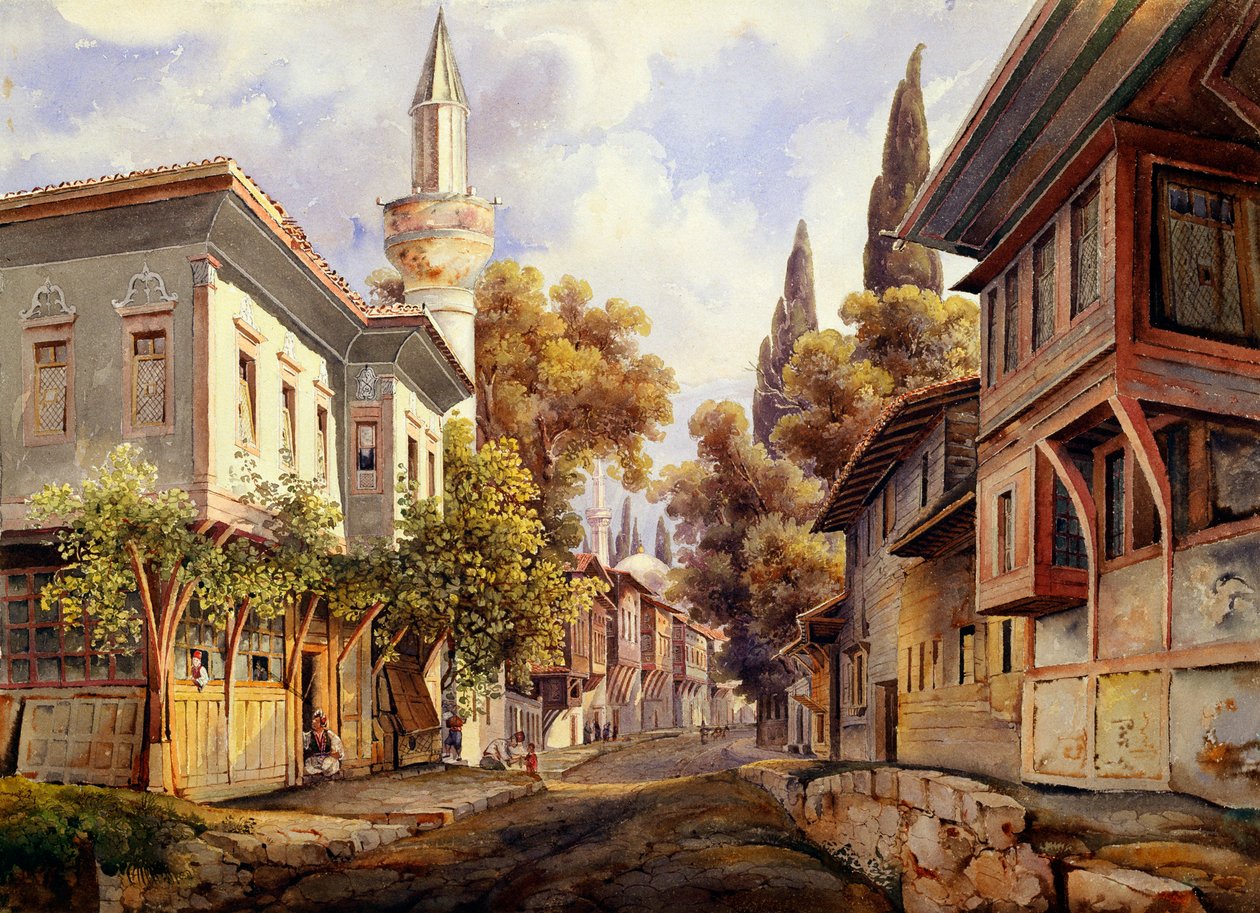 A Street in Constantinople by Johann Jakob Wolfensberger