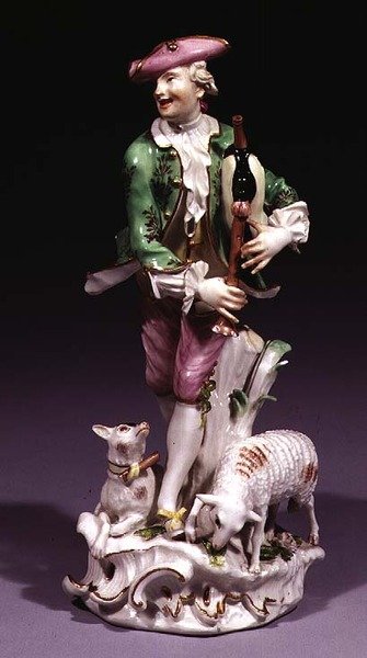 Meissen shepherd with bagpipes by Johann Joachim Kaendler