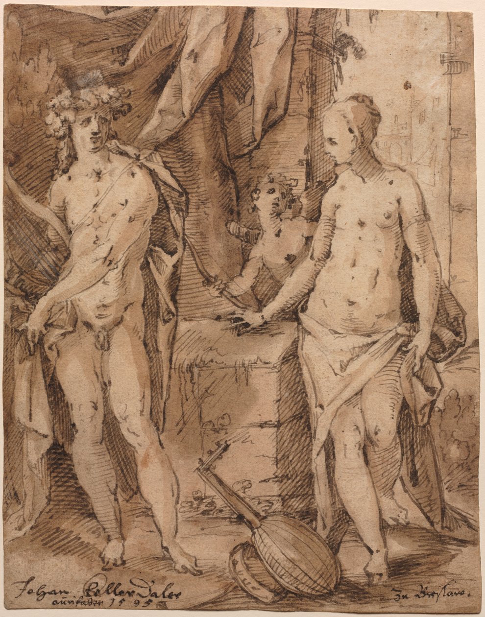 Apollo with Erato and Cupid by Johann Kellerthaler