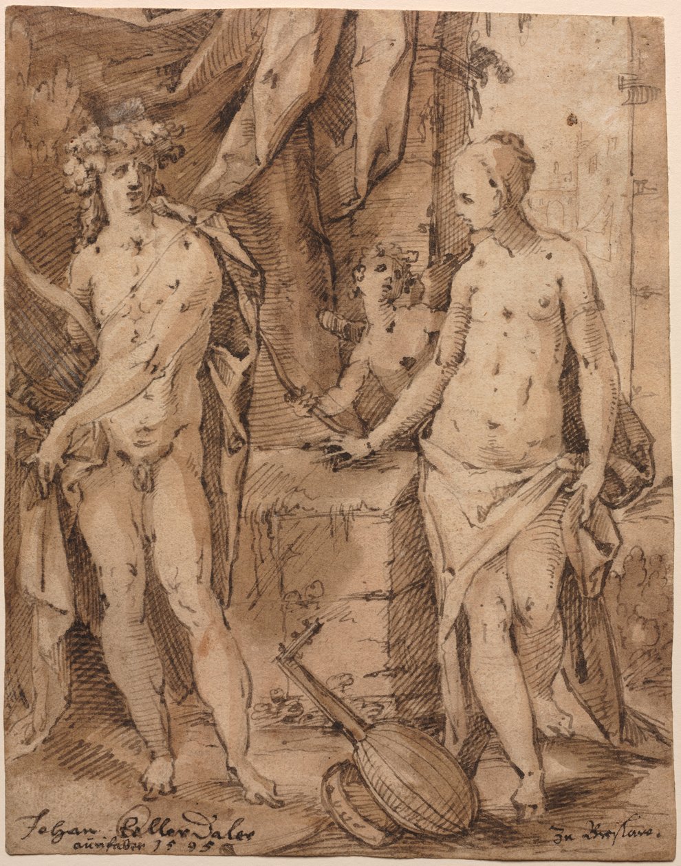 Apollo with Erato and Cupid by Johann Kellerthaler