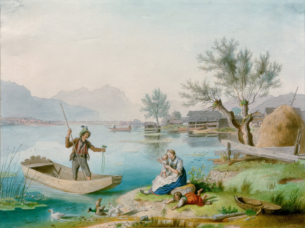 Fisher Family at Chiemsee by Johann Philipp Heinel