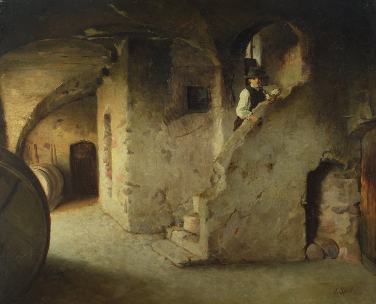 A Wine Cellar, c.1872 by Johann Sperl