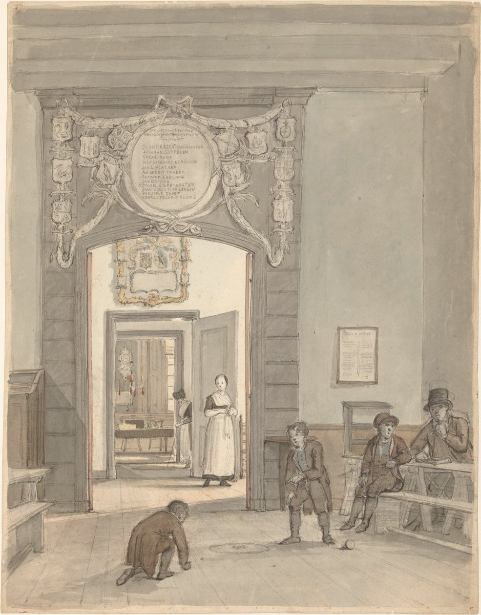 View of the Herenkamer in the Evangelical Lutheran Diaconie and Bestedelingenhuis in Amsterdam by Johannes Jelgerhuis