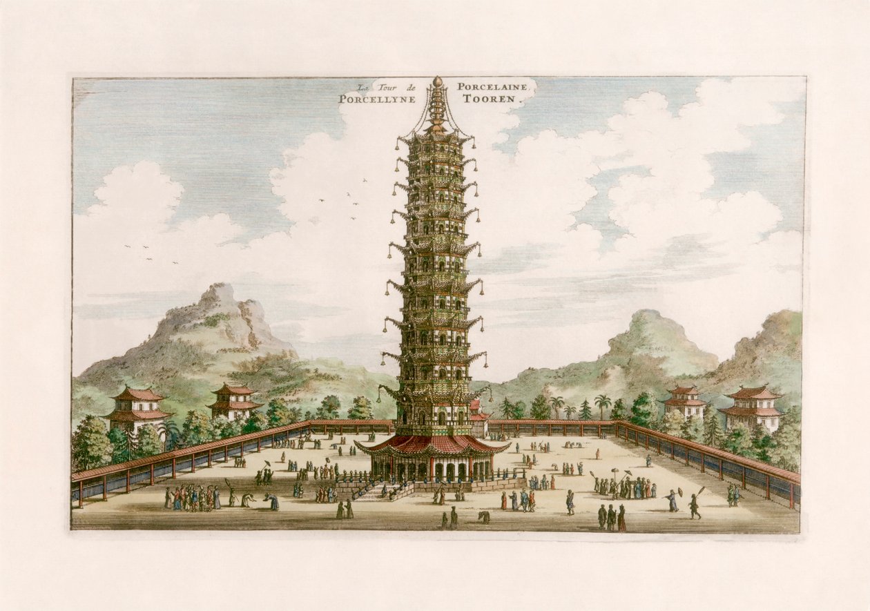 The Porcelain Tower by Johannes (after) Nieuhof