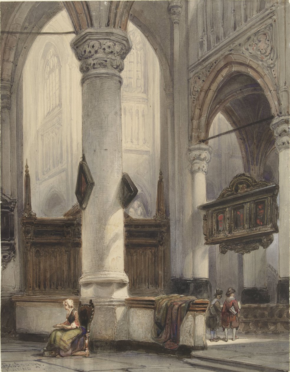 Interior of the Nieuwe Kerk in Delft by Johannes Bosboom