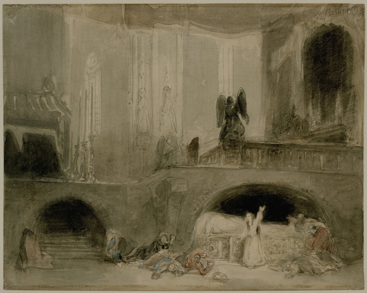 Scene from the opera Guido et Ginevra by Johannes Bosboom