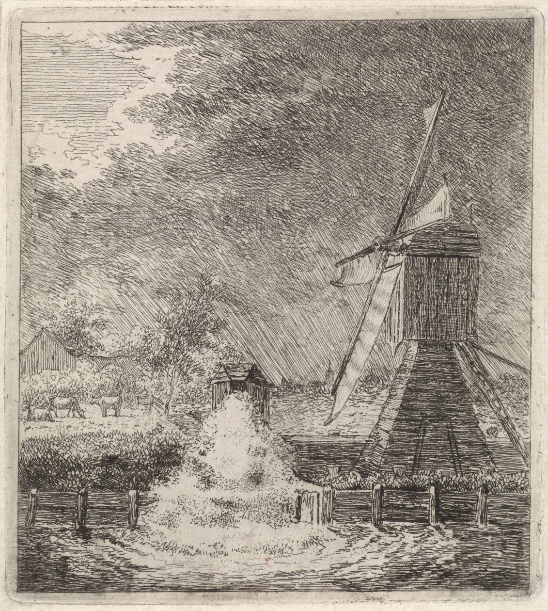 Landscape with Watermill by Johannes Christiaan Janson