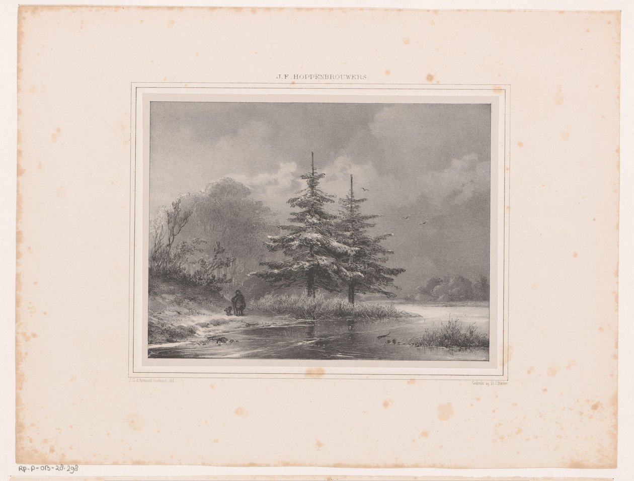 Winter Landscape with Two Pine Trees by Johannes Christiaan d