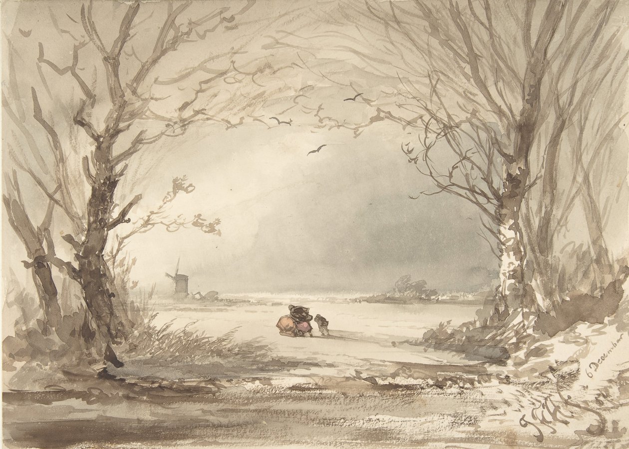 A Winter Landscape by Johannes Franciscus Hoppenbrouwers