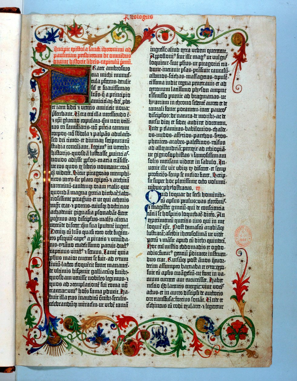 Page from a Gutenberg Bible by Johannes Gutenberg