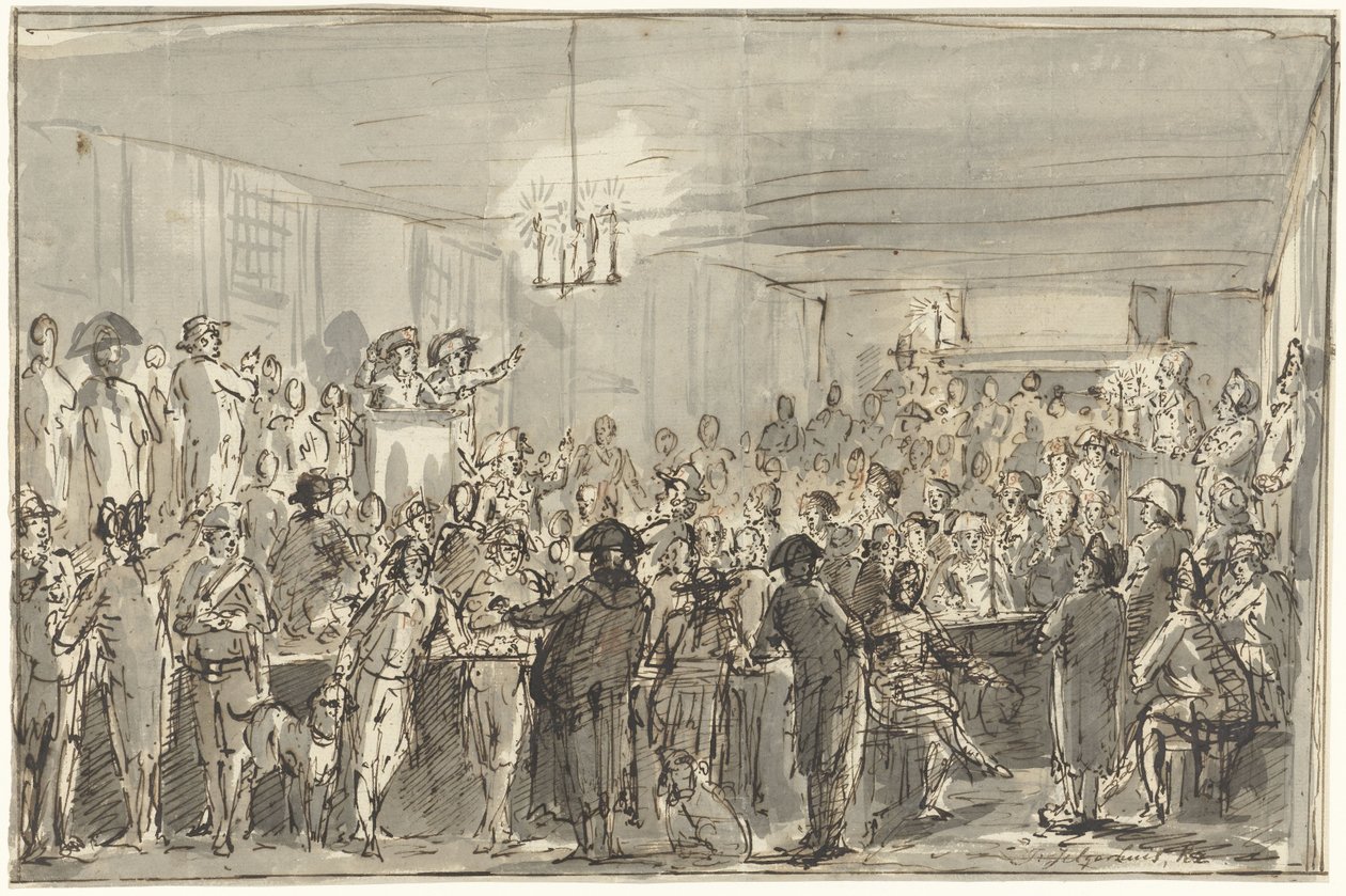 A Revolutionary Meeting in Delft in 1795 by Johannes Jelgerhuis