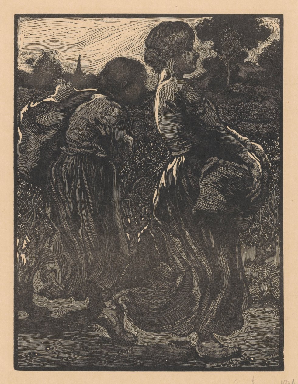 Two Female Farm Workers by Johannes Josephus Aarts (signed by artist)