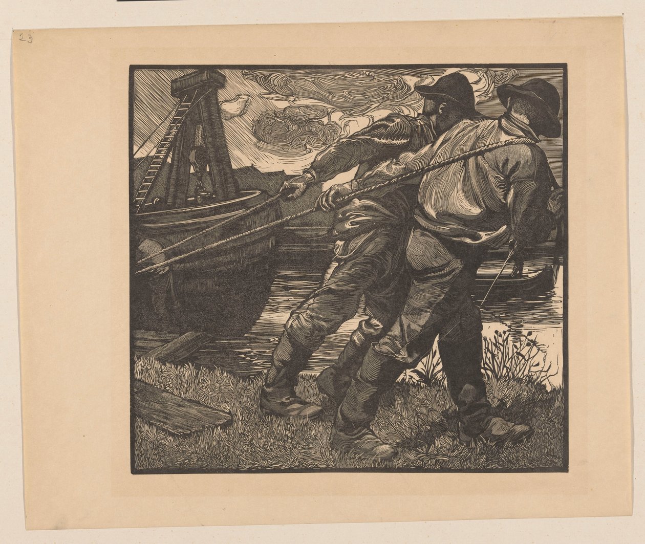 Workers with Ropes on Shore by Johannes Josephus Aarts