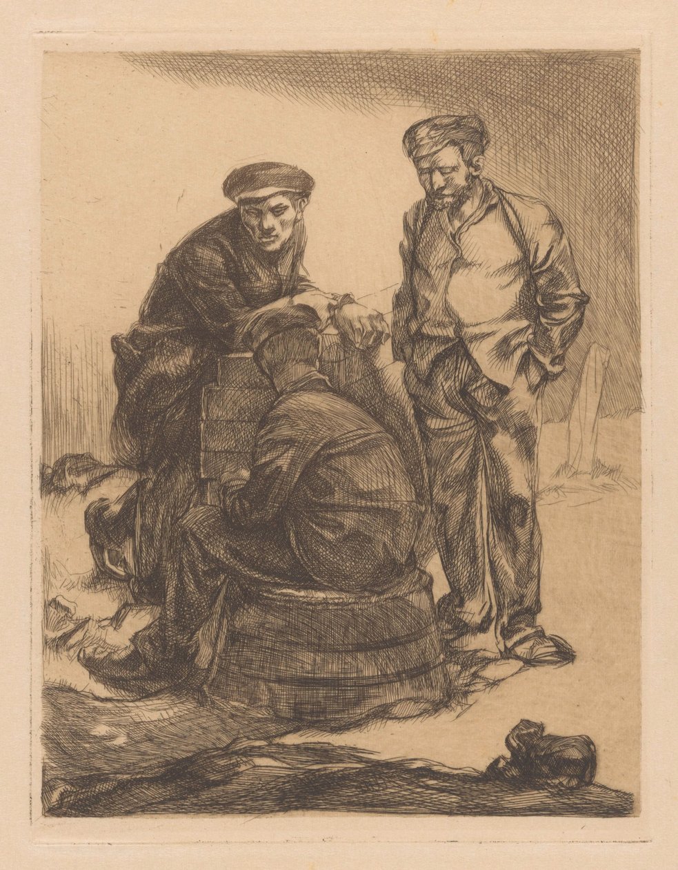 Three Workers with Caps by Johannes Josephus Aarts