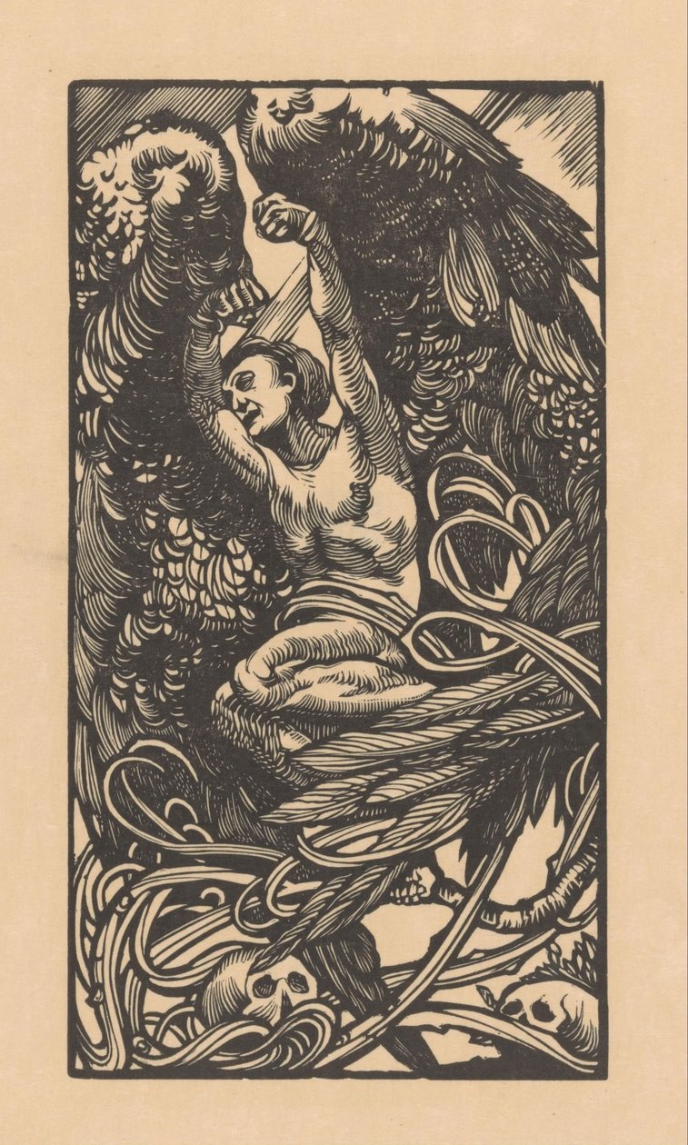 Winged Woman with Skulls by Johannes Josephus Aarts