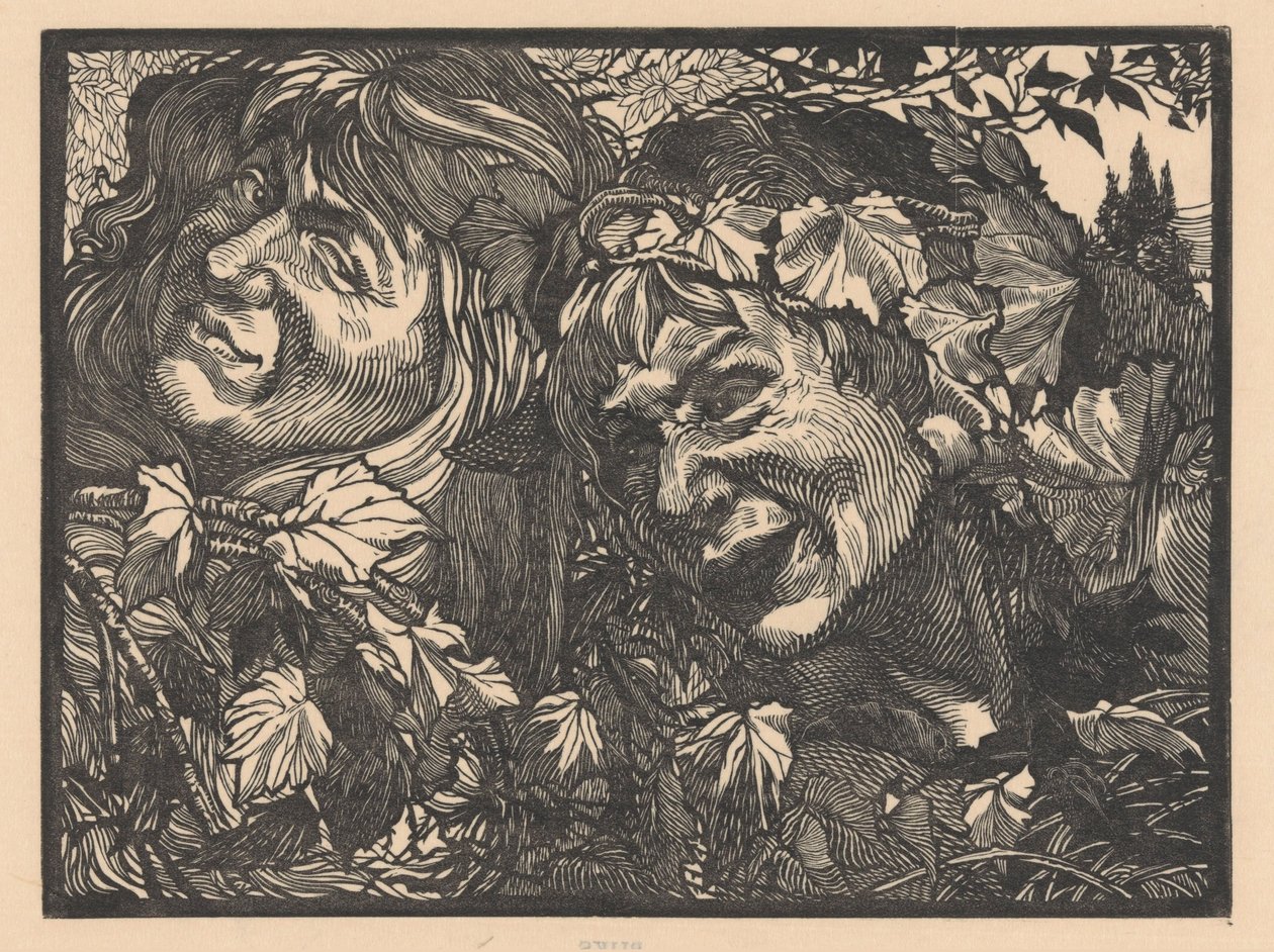 Two Bacchantes Surrounded by Vine Leaves by Johannes Josephus Aarts