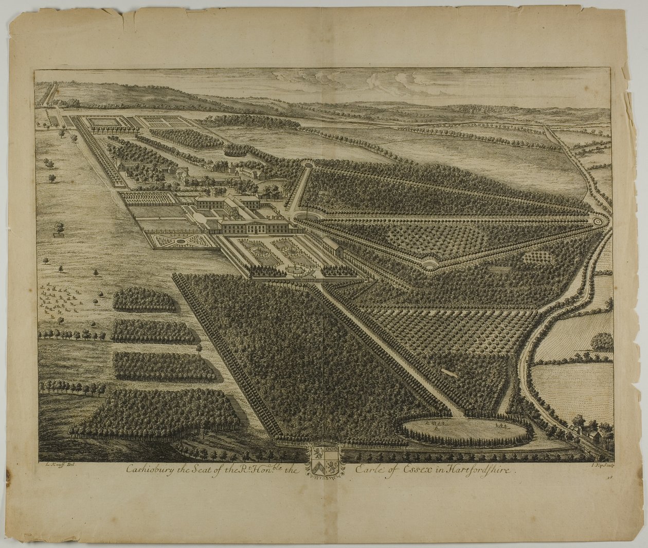 Cashiobury, plate 28 from Britannia Illustrata by Johannes Kip