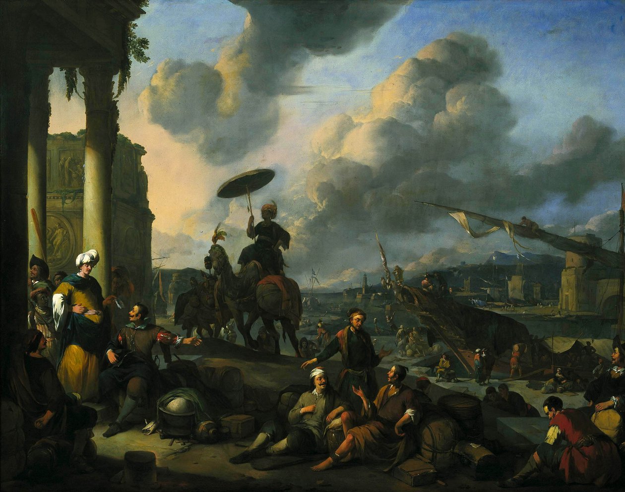 Harbour on the Mediterranean by Johannes Lingelbach