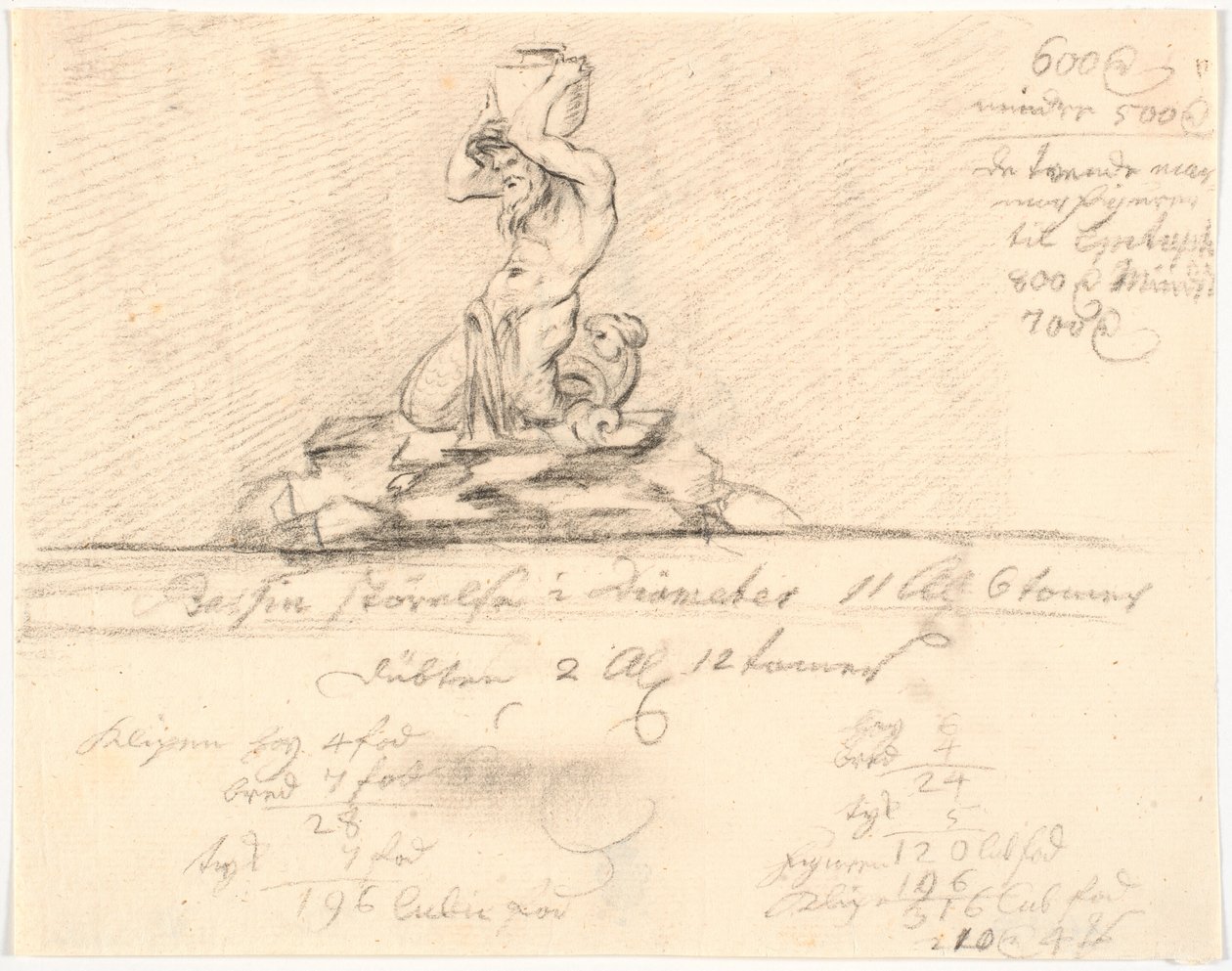 Draft for Fountain with Triton by Johannes Wiedewelt