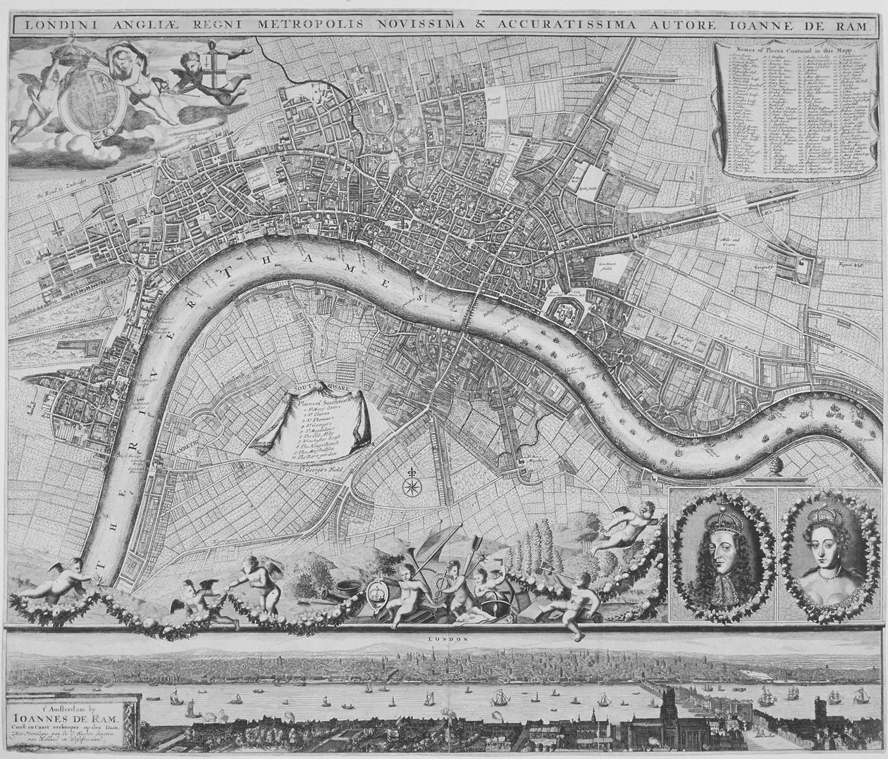 Map of London, 1690 by Johannes de Ram