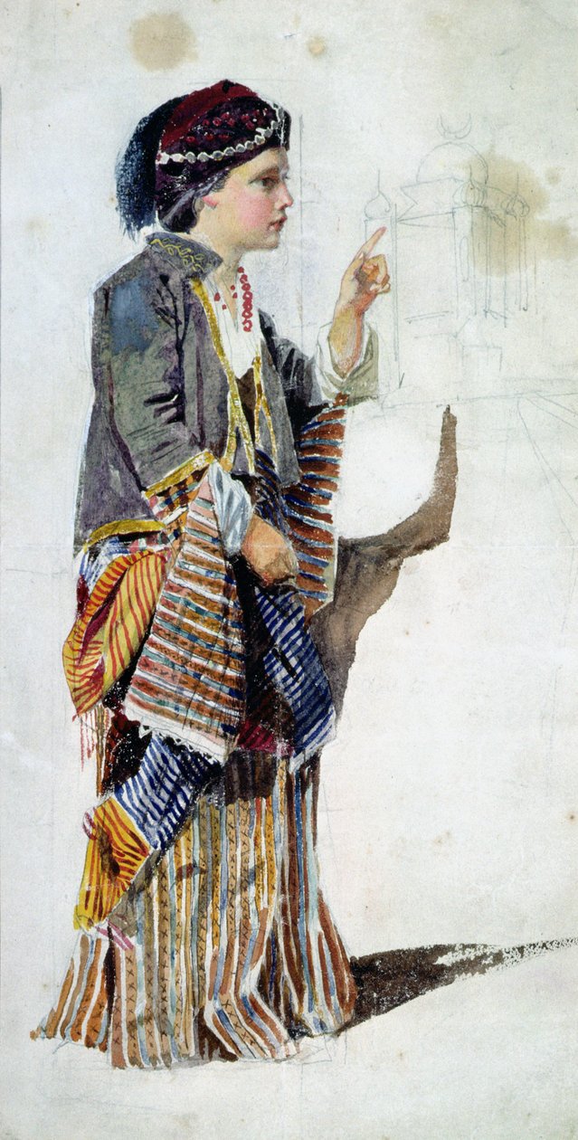 Figure of a Girl in Turkish Costume, 19th Century by John Absolon