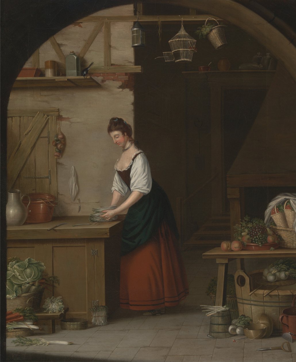Girl Bundling Asparagus by John Atkinson