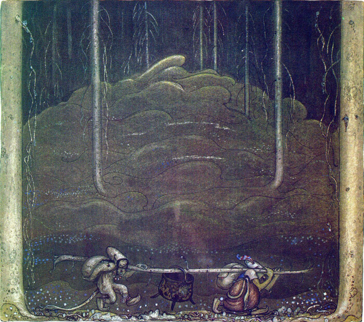 When Evening Came, Troll Mother and the Boy Sneaked Out of the Mountain. They Carried the Trolls