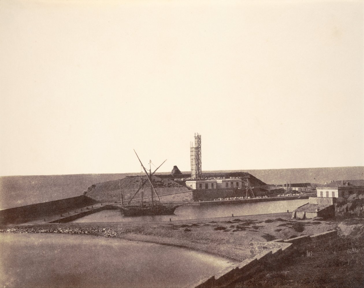 Lighthouse under Construction in Harbor, Algeria by John Beasly Greene