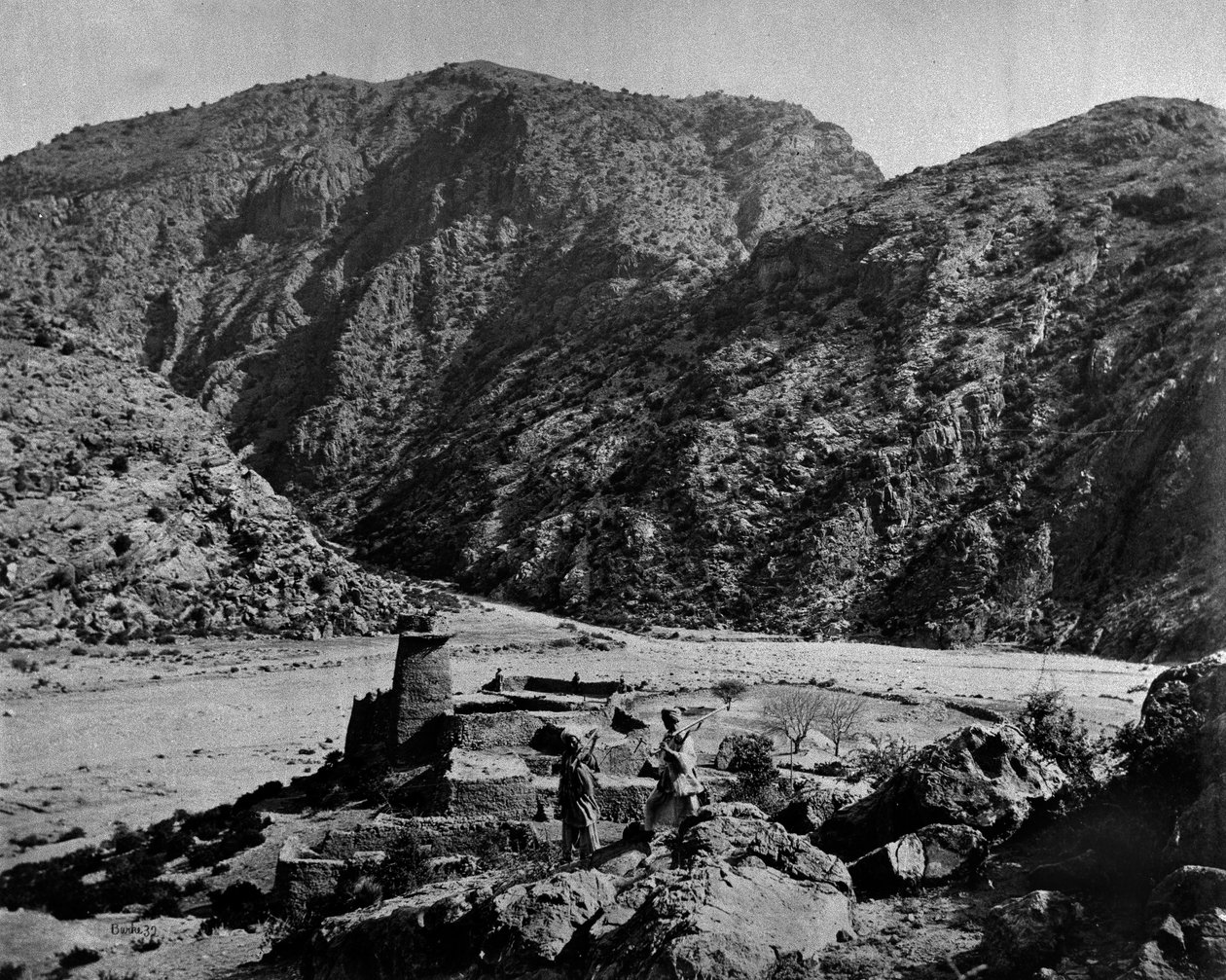 A Fort with Armed Men in the Foreground by John Burke