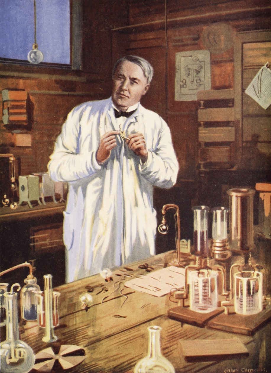 Thomas Edison in His Workshop by John Cameron