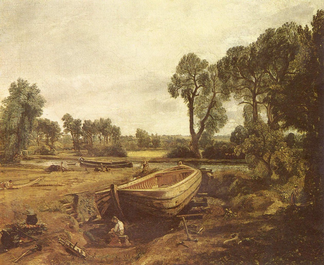 Boat Building in Flatford by John Constable