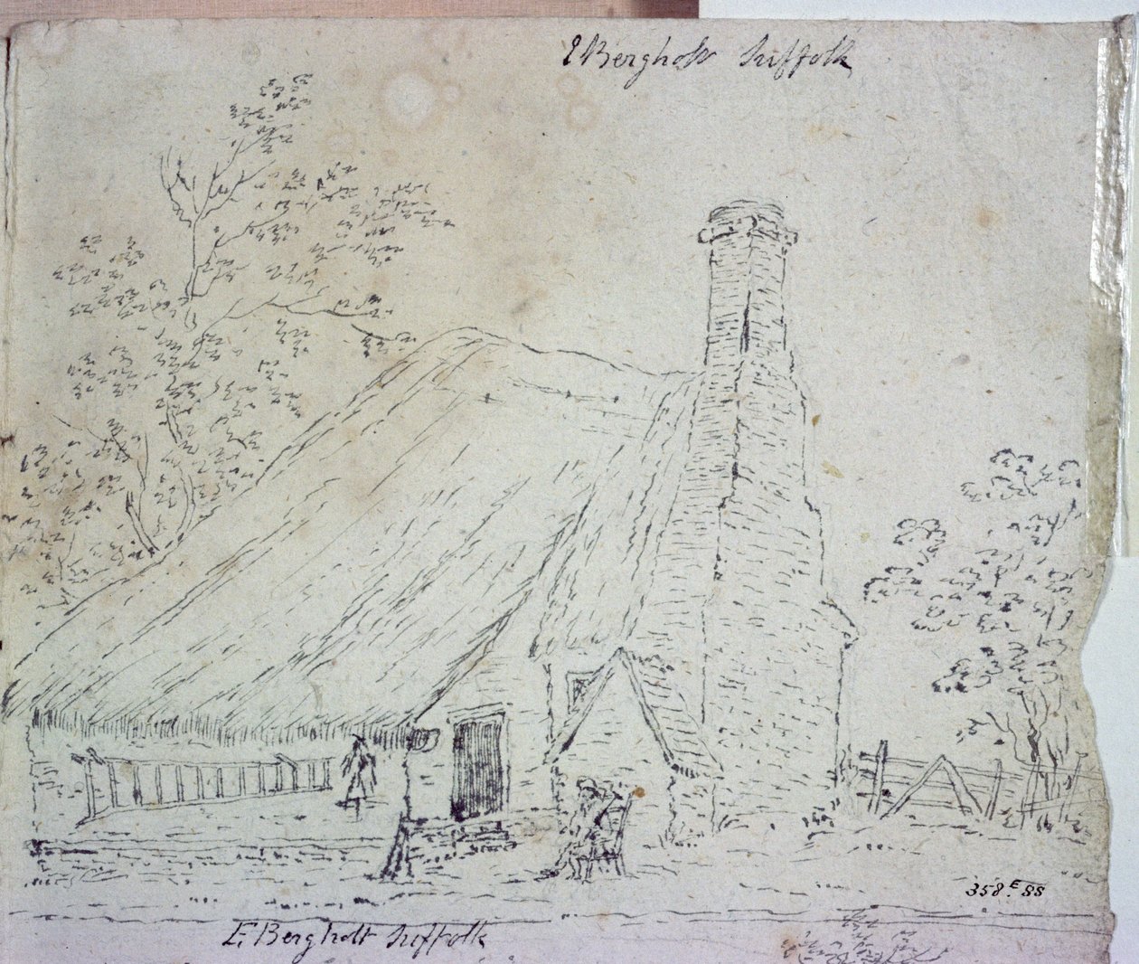 Cottage at East Bergholt, with a Cottager by John Constable