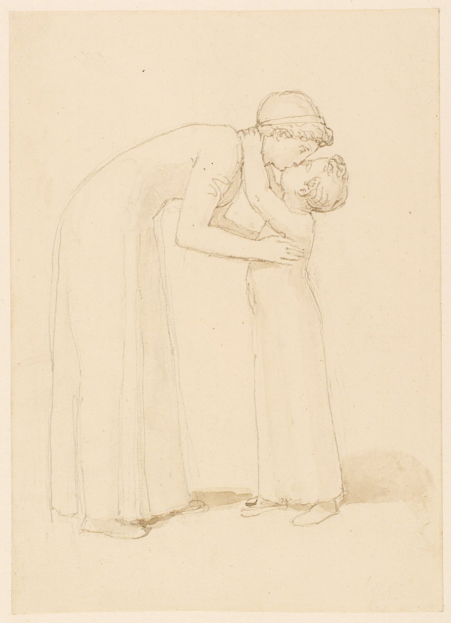 A Woman Bends Down to Kiss a Child by John Flaxman