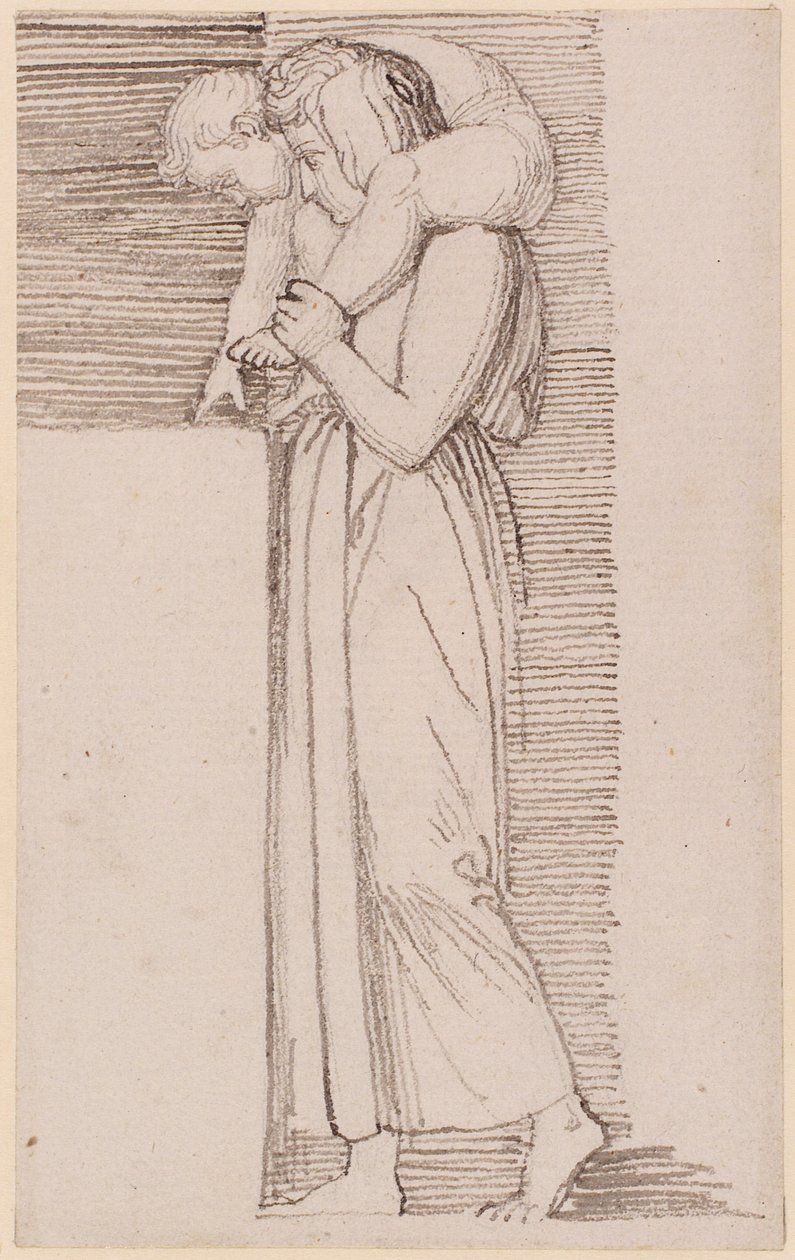 A Woman with a Naked Child on Her Shoulder, Facing Left by John Flaxman