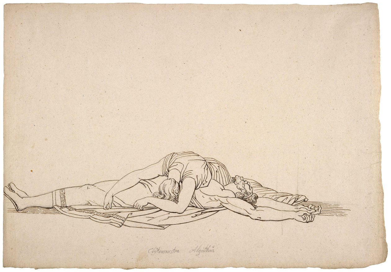 Behold this proud oppressor of my country; Choephora by William Blake by John Flaxman