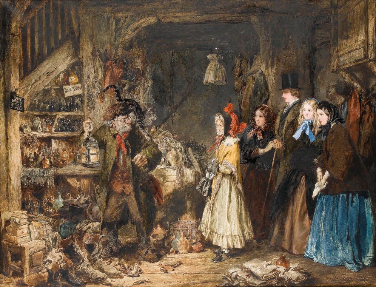 Miss Flite Introduces the Wards in Jarndyce to Krook, The Lord Chancellor, a Scene from Bleak House by Charles Dickens, c.1860 by John Gilbert
