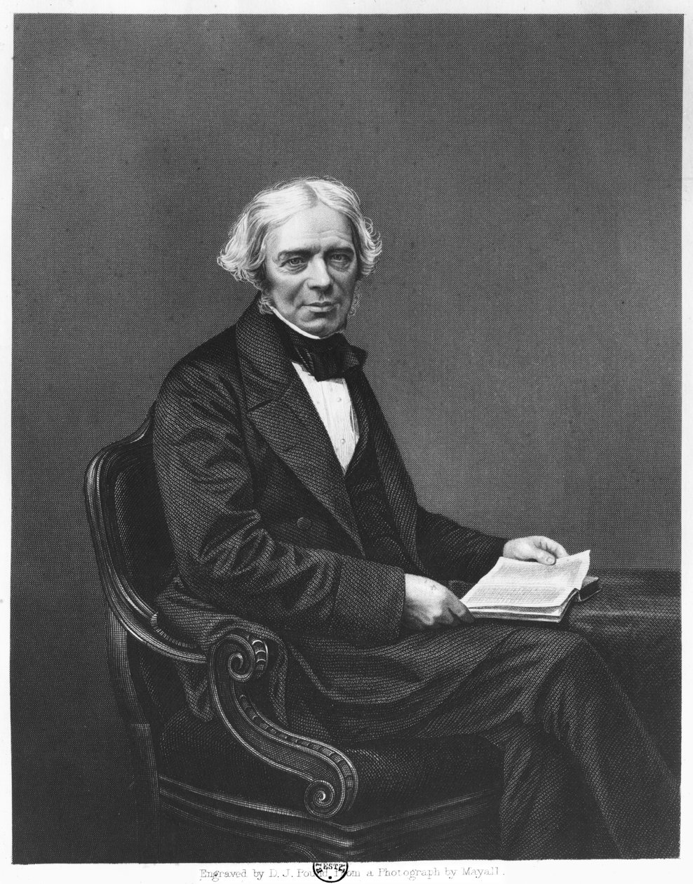 Portrait of Michael Faraday, Engraved by D.J. Pound from a Photograph by John Jabez Edwin Paisley Mayall
