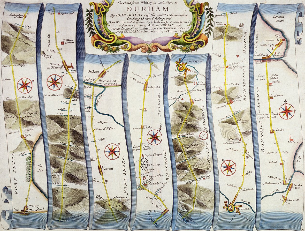Road from Whitby to Durham, from John Ogilby