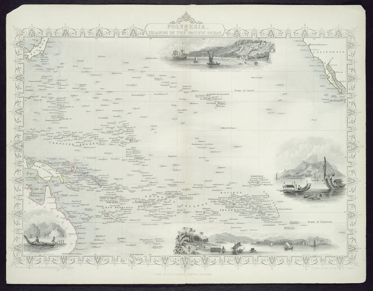Polynesia or Islands in the Pacific Ocean, from a Series of World Maps by John Tallis and Co., New York and London, 1850s by John Rapkin