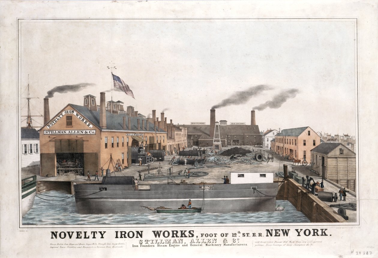 Novelty Iron Works, Stillman, Allen & Co. Steam Engine and General Machinery Manufacturers, foot of 12th Street, East River, New York, ca. 1841-1844 by John Ritto Penniman